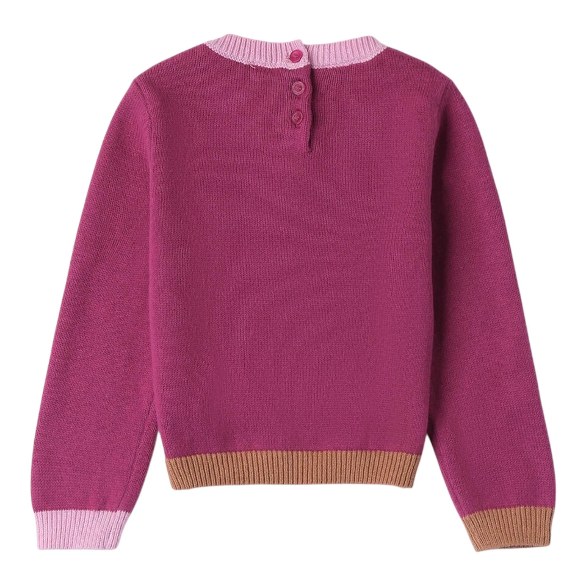 SARABANDA maglia tinta unita girocollo con stampa Magenta per Bambina 0A211 MAGENTA SARABANDA 
