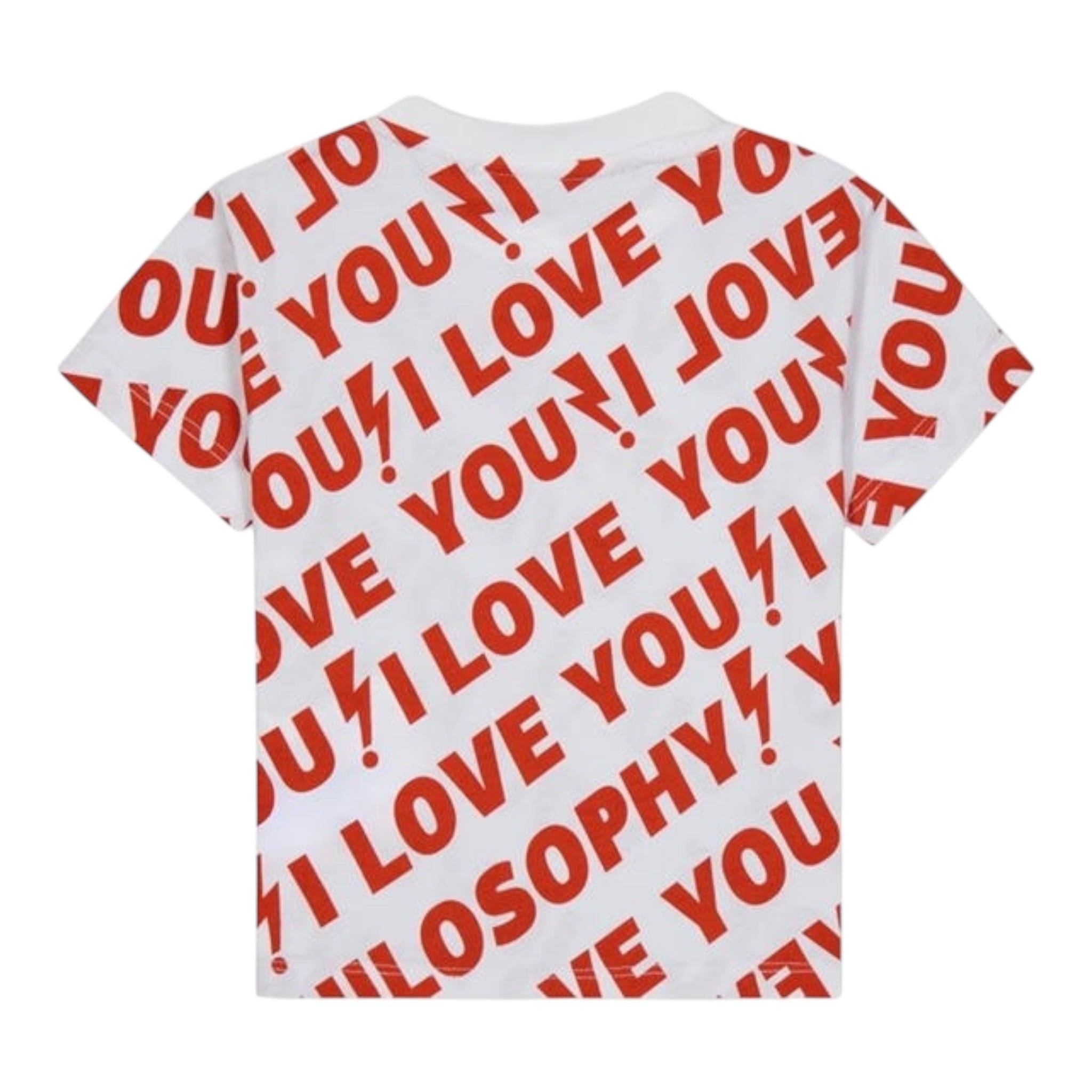PHILOSOPHY t-shirt girocollo tinta unita con stampe in contrasto Bianco per Bambina PFTS007 BIANCO PHILOSOPHY 