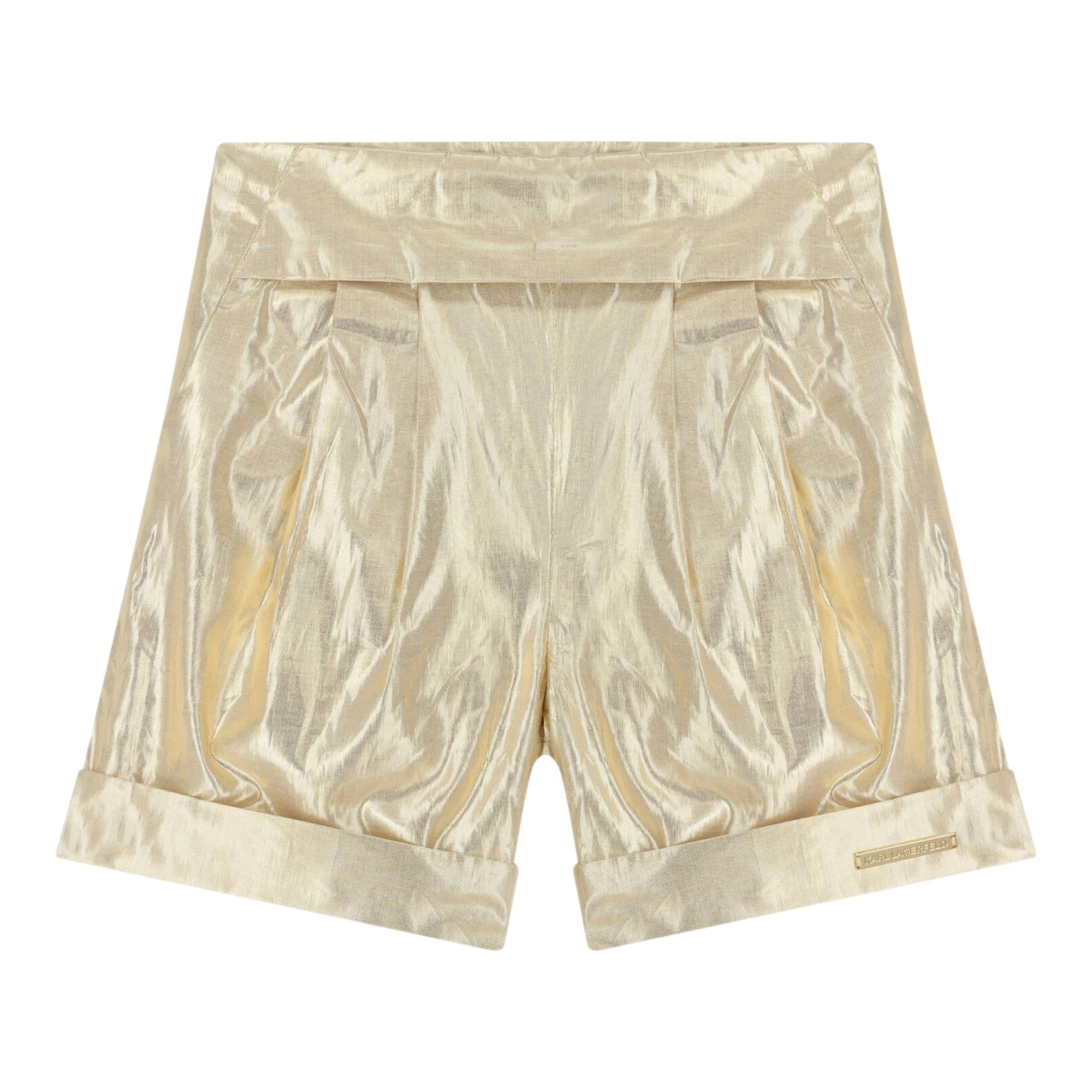 Karl Lagerfeld Short Tinta Unita con Zip per Bambina Z30522 ORO KARL LAGERFELD 
