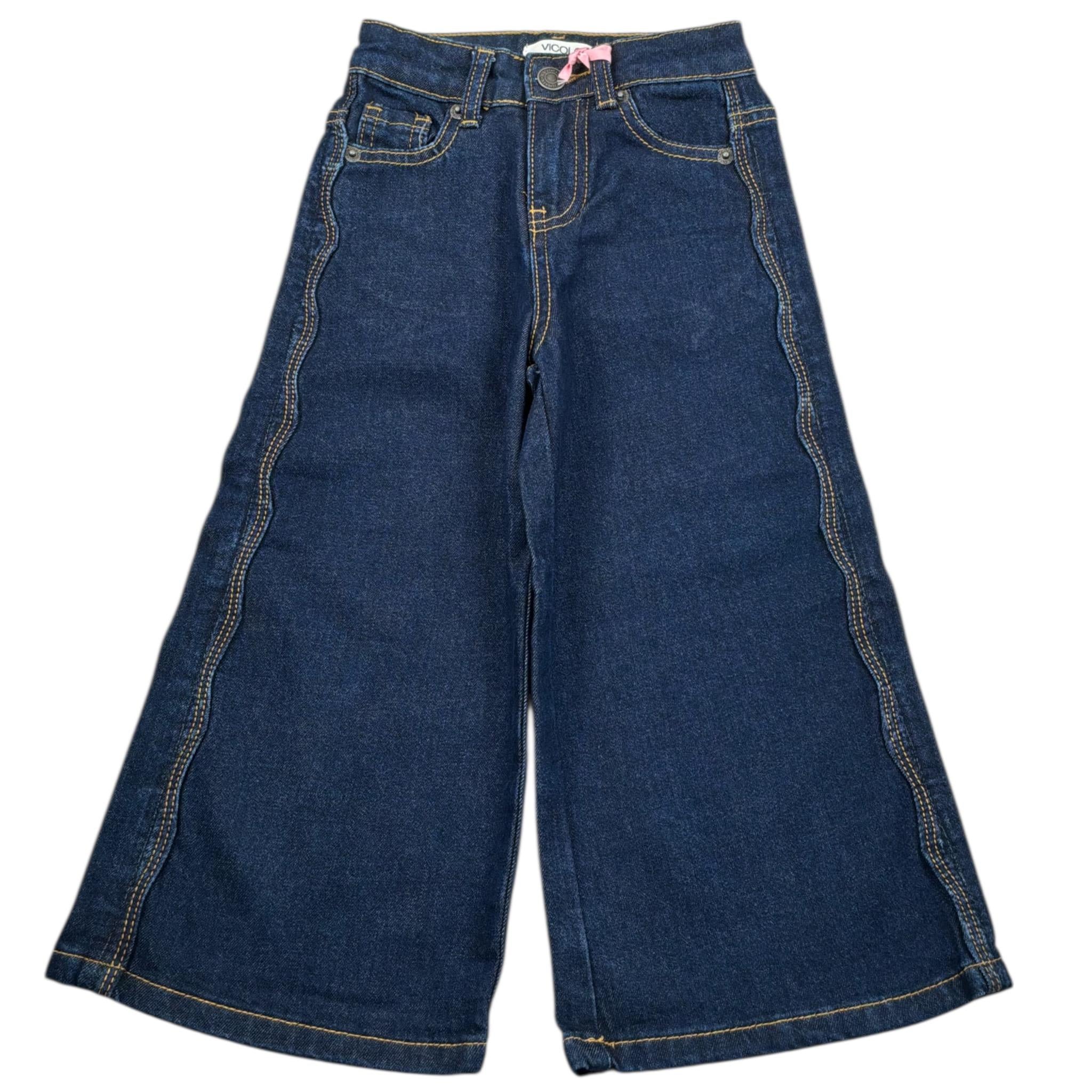 Vicolo Jeans Tinta Unita Modello Palazzo per Bambina 3141PDZ00117 BLU VICOLO 