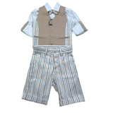 Mai'S Kids Completo 4 Pezzi Bermuda-Gilet-Camicia-Papillions per Neonato COMP00111 CAMMELLO MAI'S KIDS 