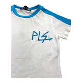 Please T-Shirt Rundhals Kontrastdruck Weiß für Neugeborene
