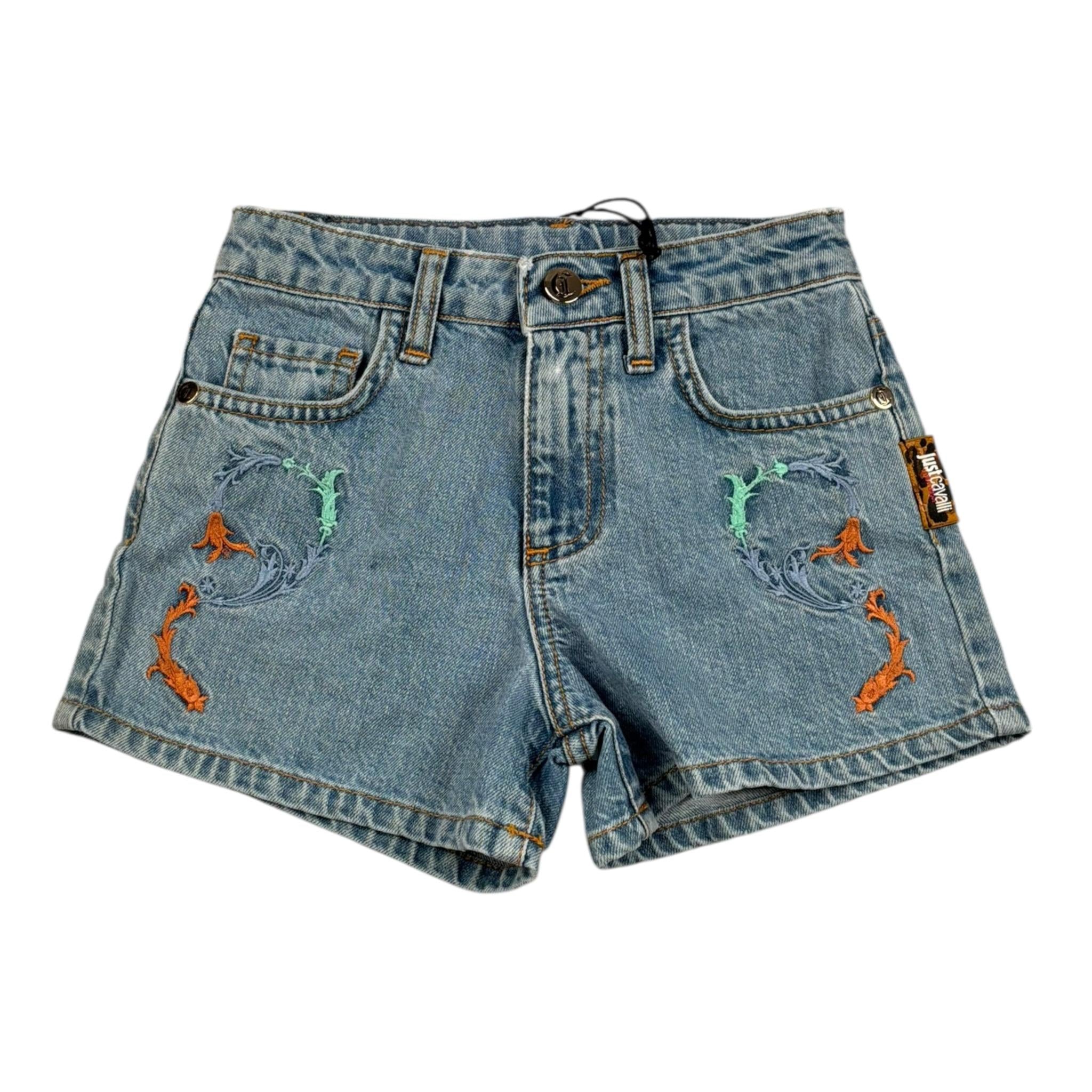 Just Cavalli Short In Denim Tinta Unita con Fantasia per Bambina JGP26088SH AZZURRO JUST CAVALLI 