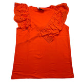 Mariuccia – Schlichtes Tanktop mit orangefarbenen Rüschen für Mädchen
