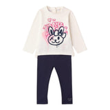 SARABANDA completo 2pz shirt-leggins bicolore Bianco/blu per Neonata A337 BIANCO/BLU SARABANDA 