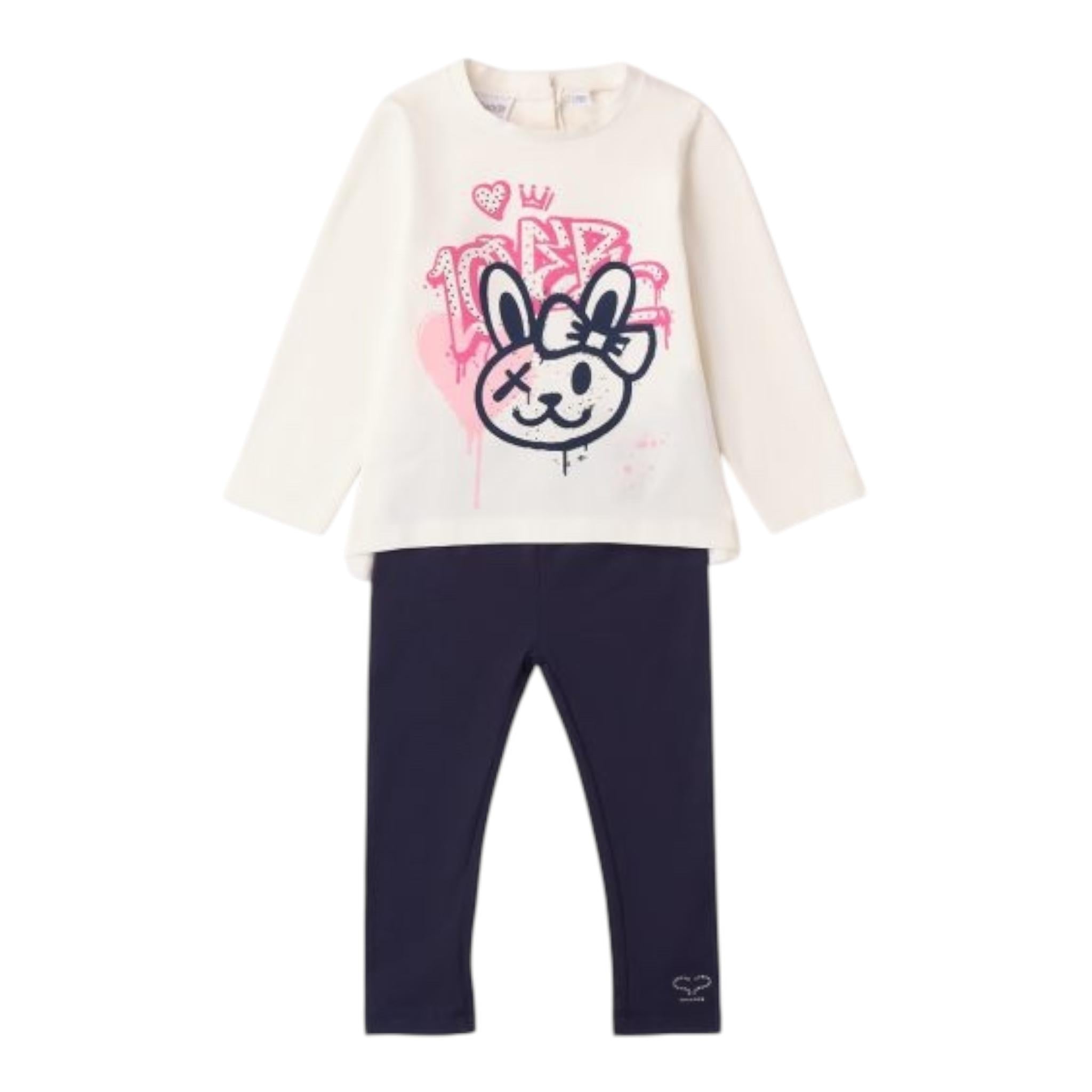 SARABANDA completo 2pz shirt-leggins bicolore Bianco/blu per Neonata A337 BIANCO/BLU SARABANDA 