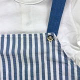 Barcellino Complete T-Shirt-Latzhose einfarbig mit weißem Streifenmuster für Neugeborene