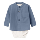 Name.It Baby-Jungen Einfarbig Langarm Body Shirt Blau