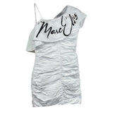 Marc Ellis Abito Monospalla Tinta Unita con Logo per Bambina JMJDR01239X BIANCO MARC ELLIS 