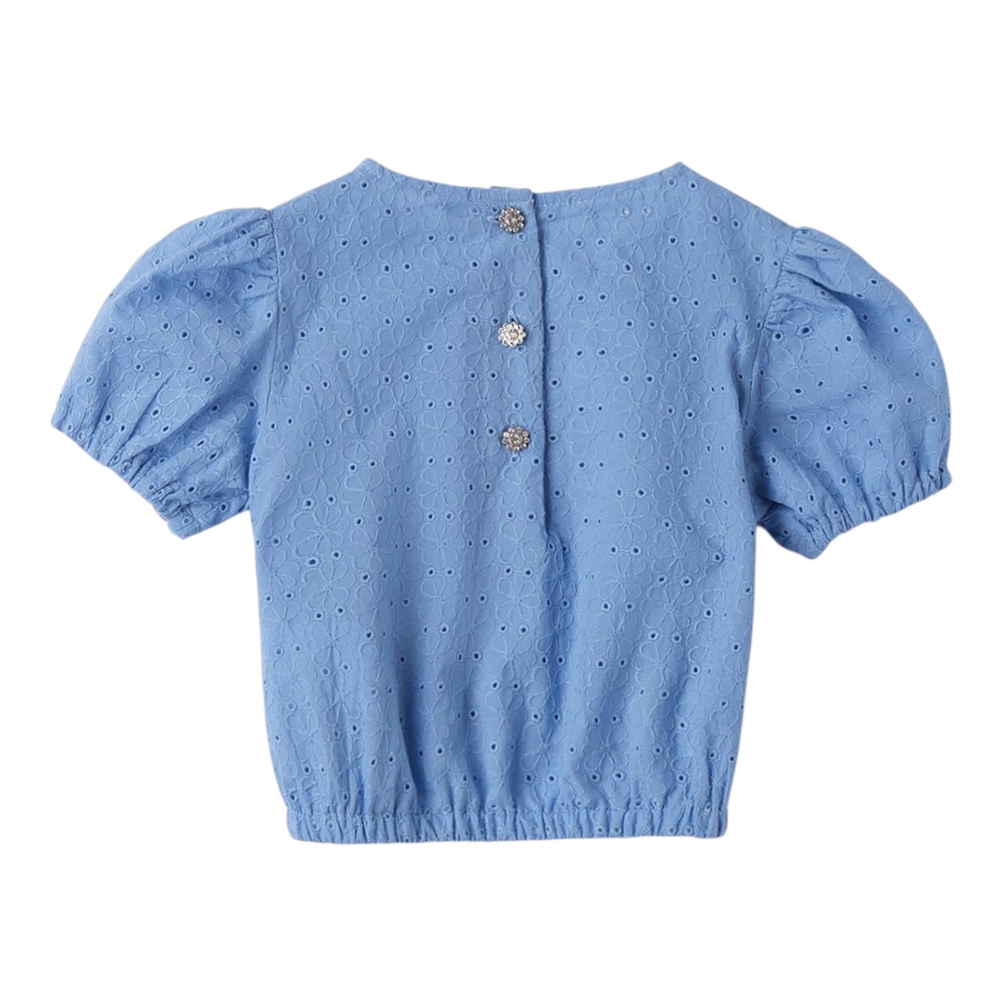 Sarabanda Top Tinta Unita Traforato per Neonata 0B357N AZZURRO SARABANDA 