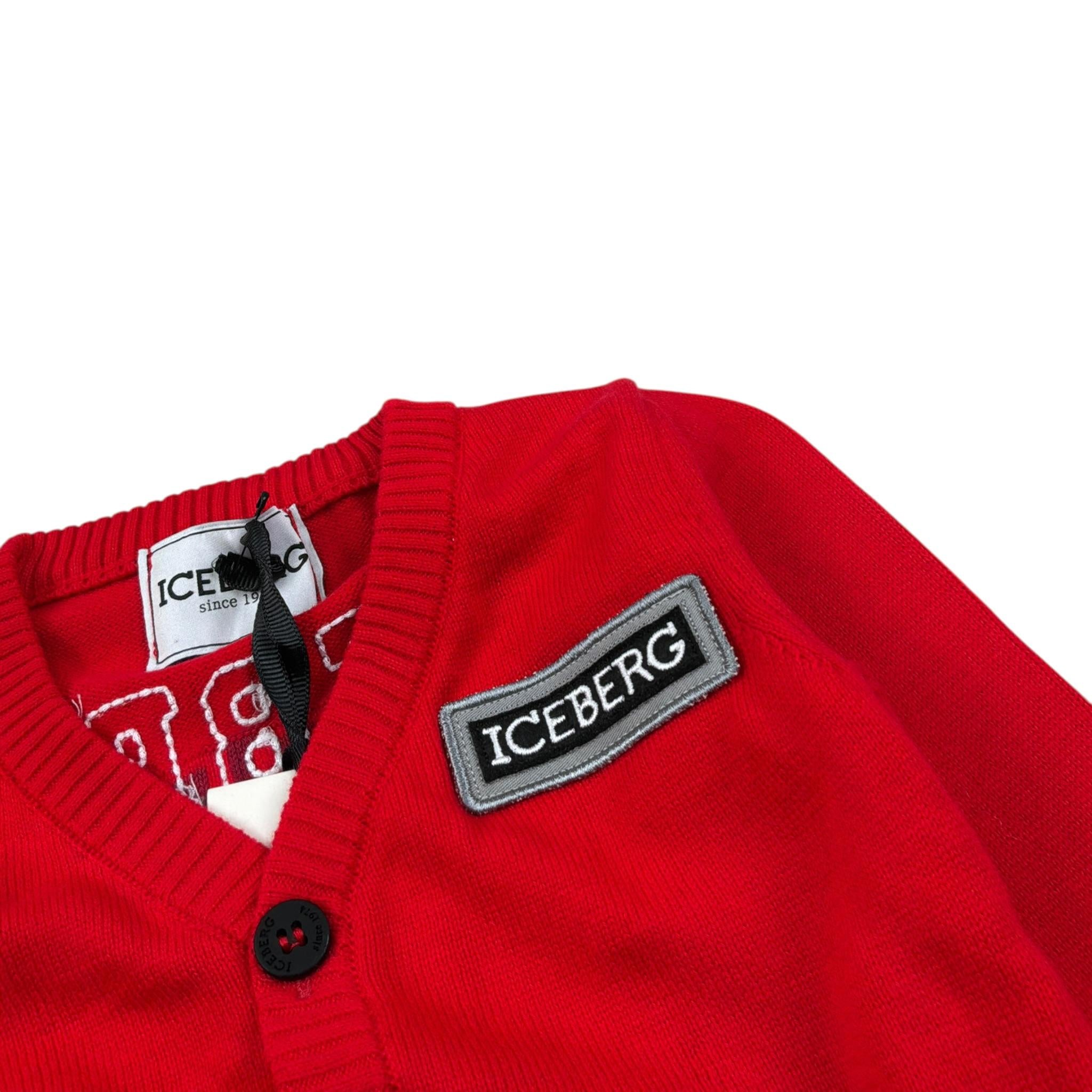 Iceberg Cardigan tinta unita con Stampa Rosso per Neonato MGICE4311B ROSSO ICEBERG 
