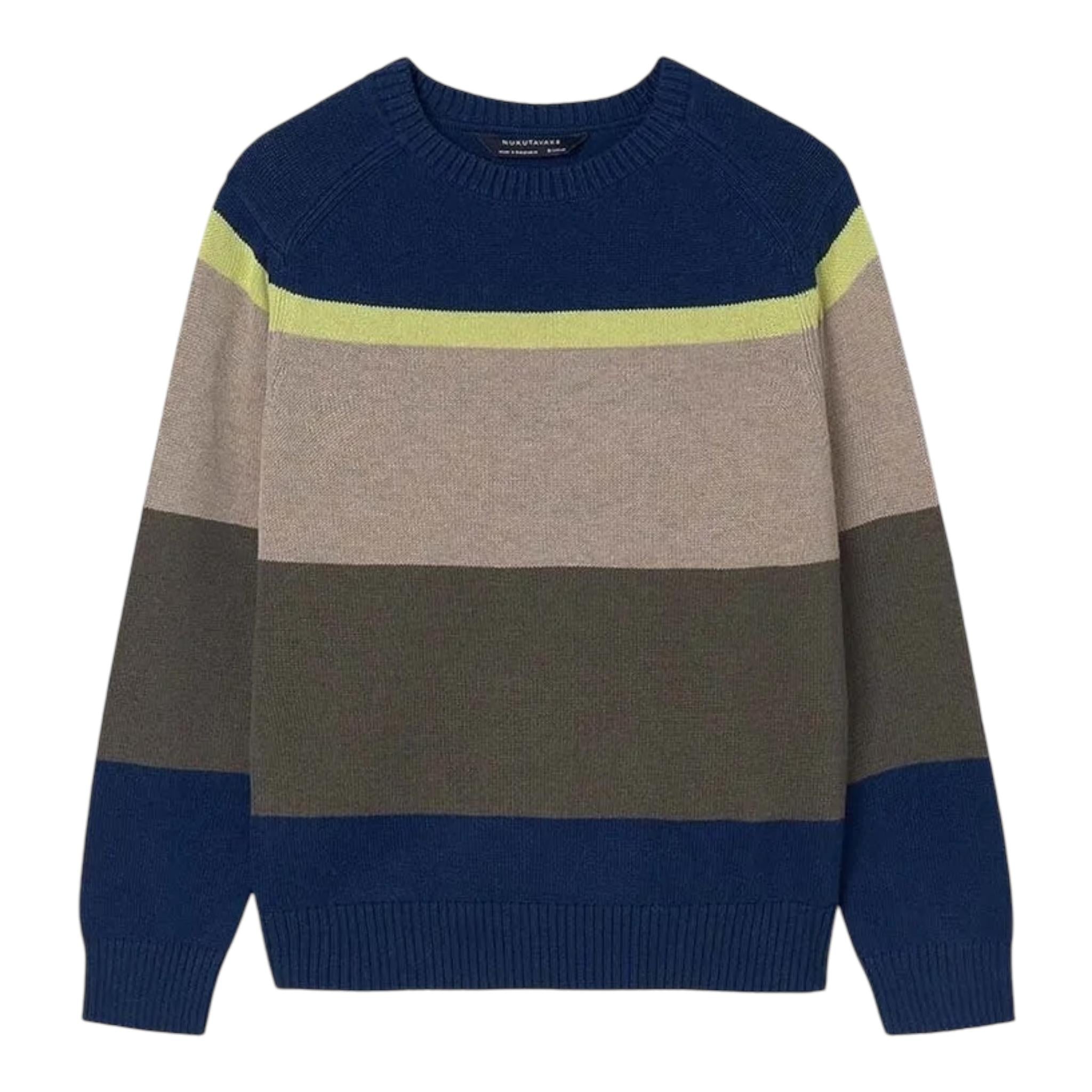NUKUTAVAKE maglia tricolore con fantasia a righe girocollo Blu per Bambino 7393 BLU NUKUTAVAKE 