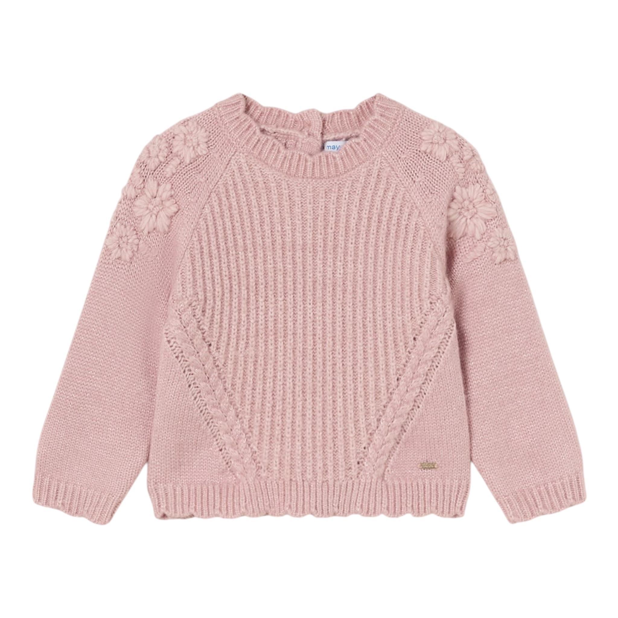MAYORAL maglia tinta unita con ricami fiori Rosa per Neonata 2324XX ROSA MAYORAL 