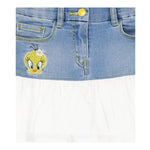 Monnalisa Gonna Tinta Unita con Girovita Regolabile per Bambina 199700 AZZURRO/BIANCO MONNALISA 