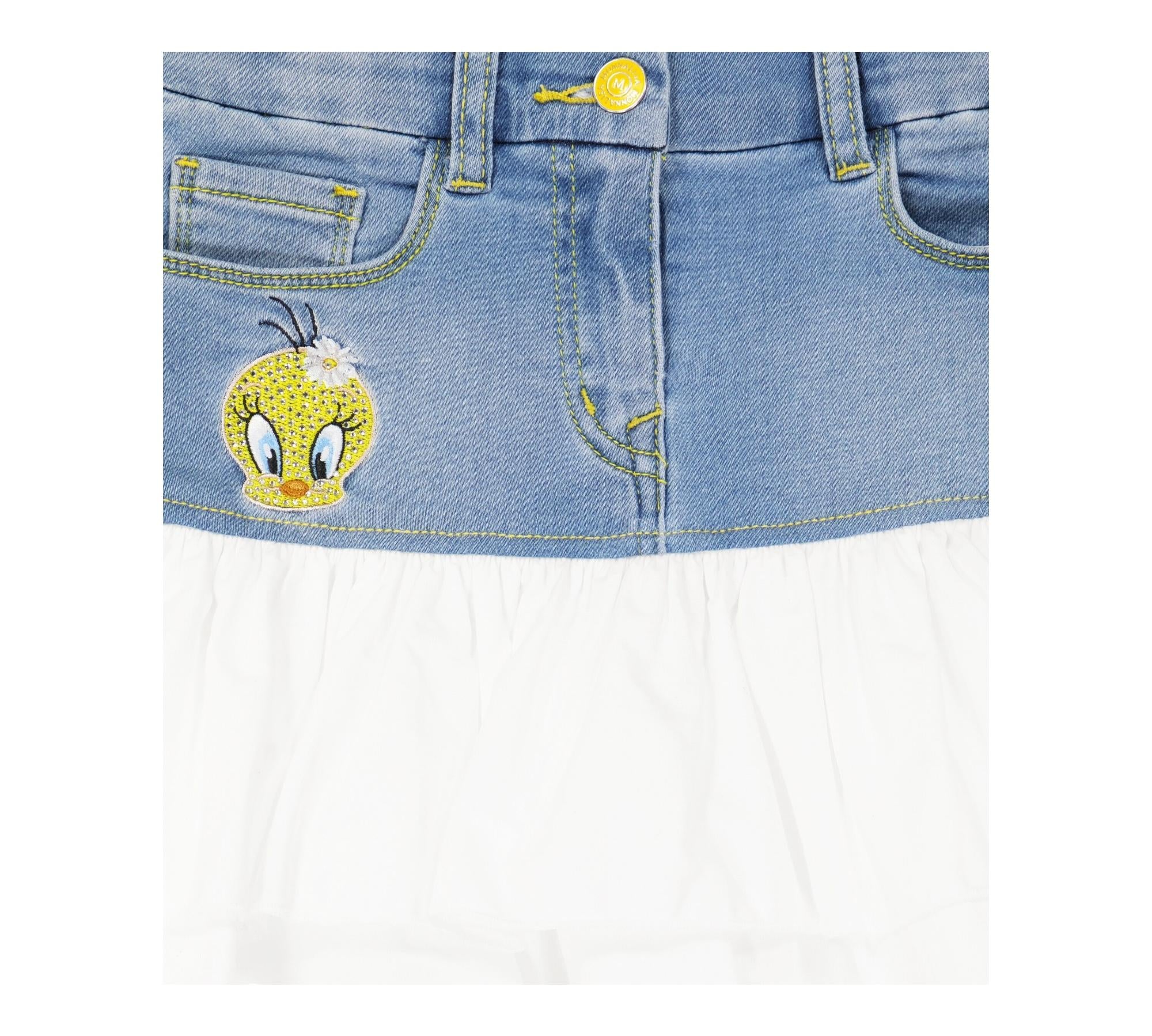 Monnalisa Gonna Tinta Unita con Girovita Regolabile per Bambina 199700 AZZURRO/BIANCO MONNALISA 