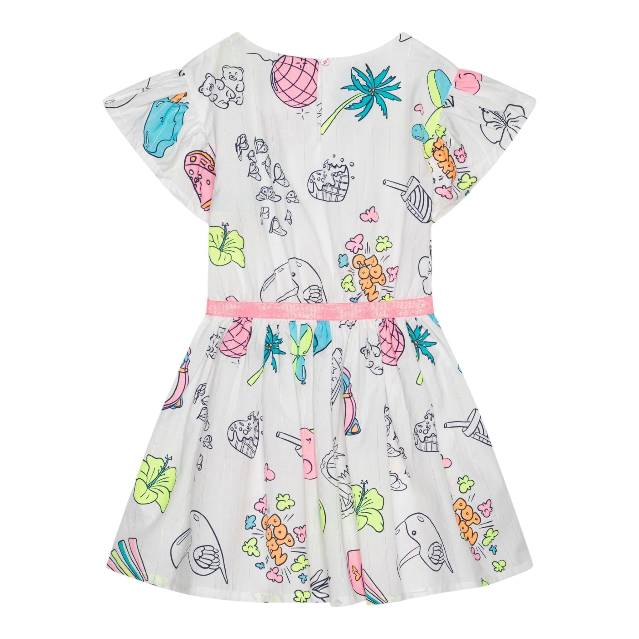 Billieblush Abito Mezza Manica Tinta Unita con Stampa per Bambina U21034J BIANCO BillIEBLUSH 