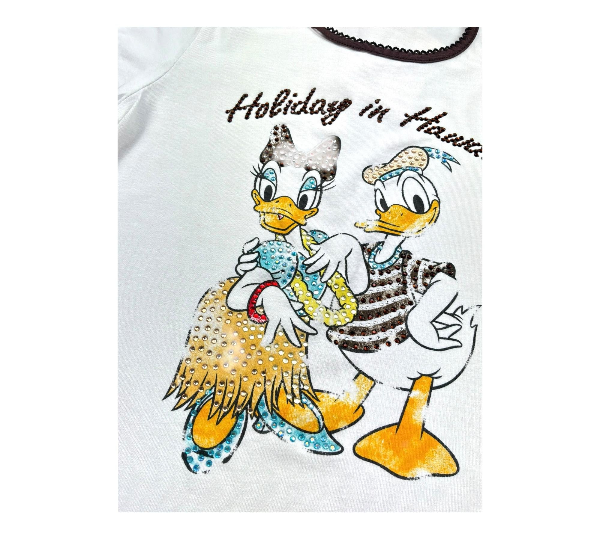 Monnalisa T-Shirt Girocollo Tinta Unita con Stampa per Bambina 197603SS BIANCO MONNALISA 