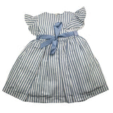 Marlu‘ Zweifarbiges Halbarmkleid mit weiß/blauem Streifenmuster für Baby-Mädchen