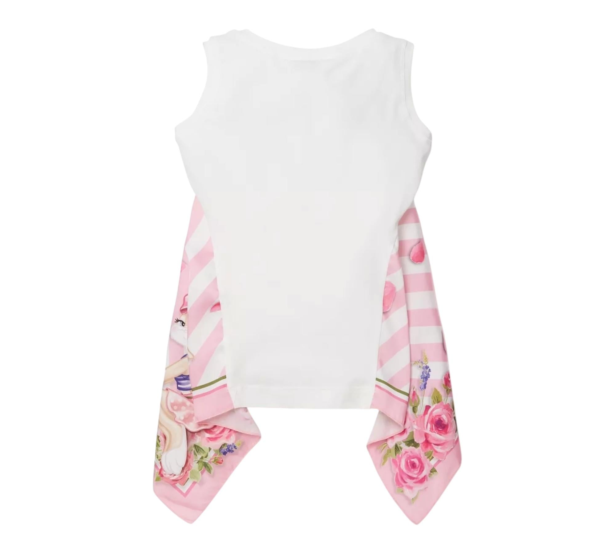 Monnalisa Canotta Girocollo Tinta Unita con Stampa per Bambina 113607AF BIANCO MONNALISA 