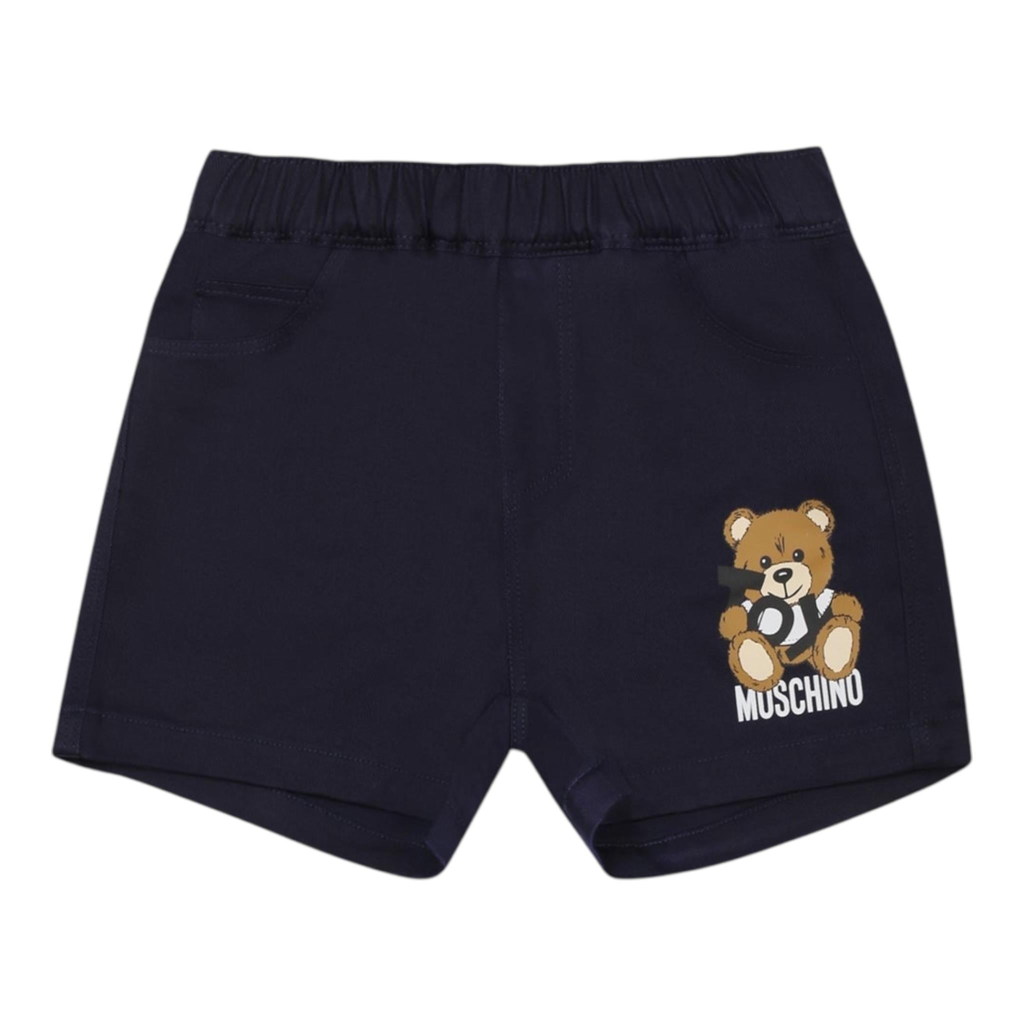 Moschino Bermuda Tinta Unita con Logo  per Bambino MUQ018XXX BLU MOSCHINO 