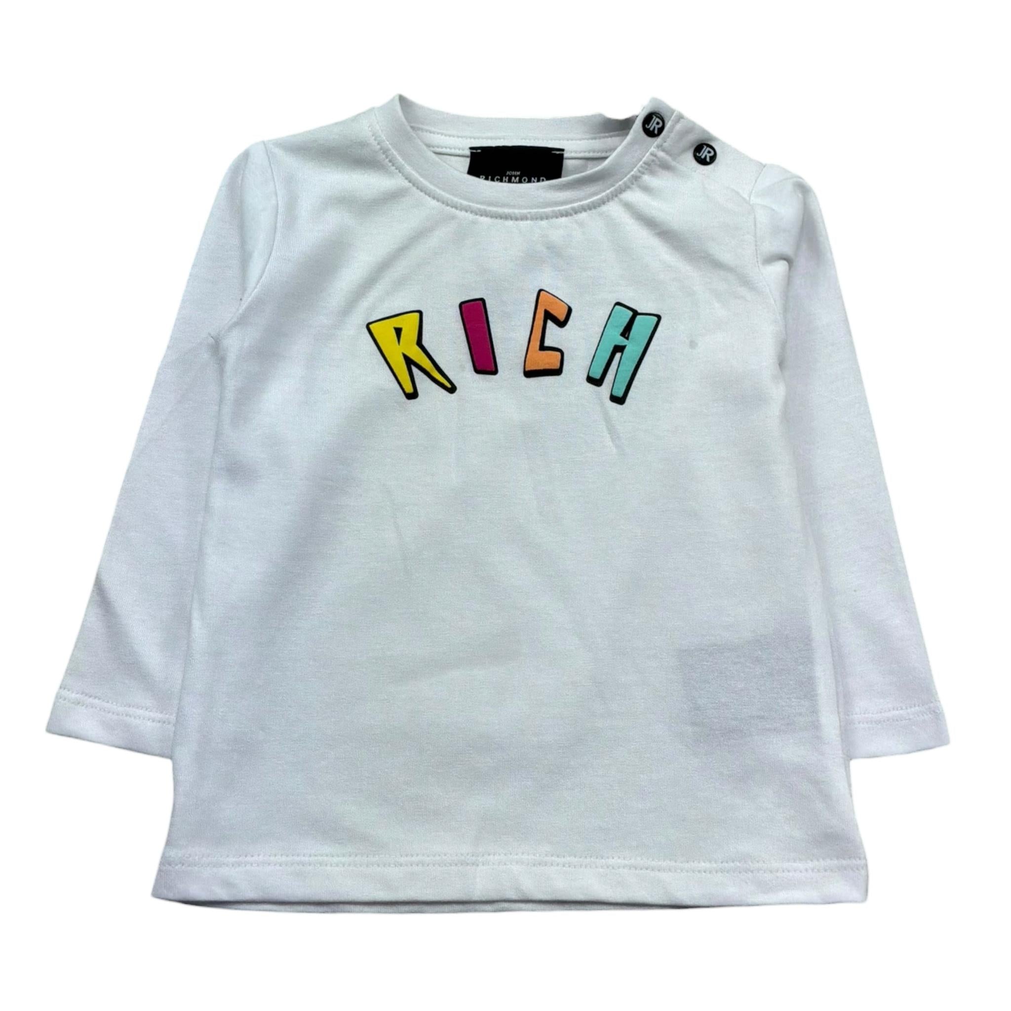 John Richmond Shirt Girocollo Tinta Unita con Logo per Neonata RIP26095TS BIANCO JOHN RICHMOND 