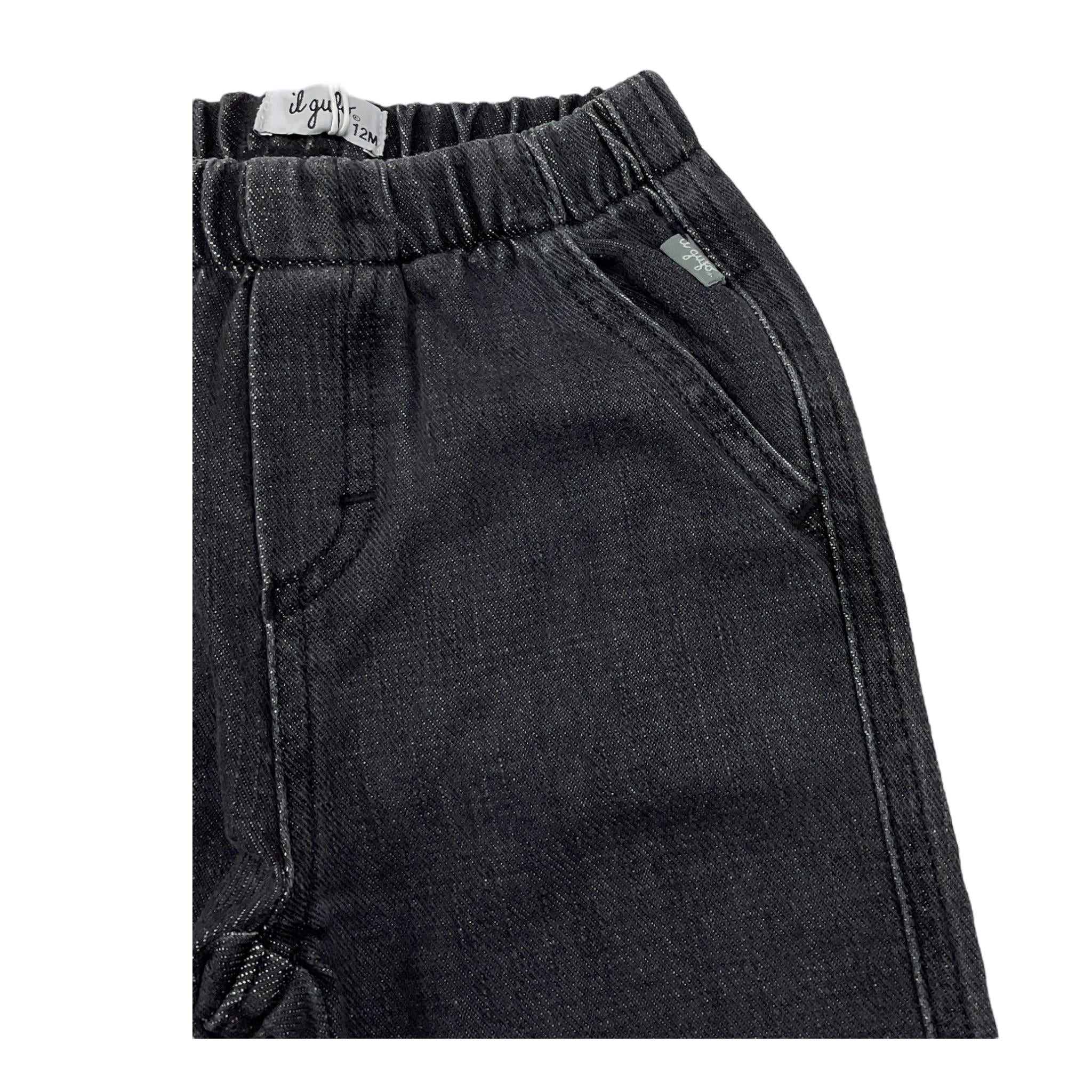 IL GUFO jeans tinta unit con elastico in vita Nero per Bambino A24PL427J0048 NERO IL GUFO 