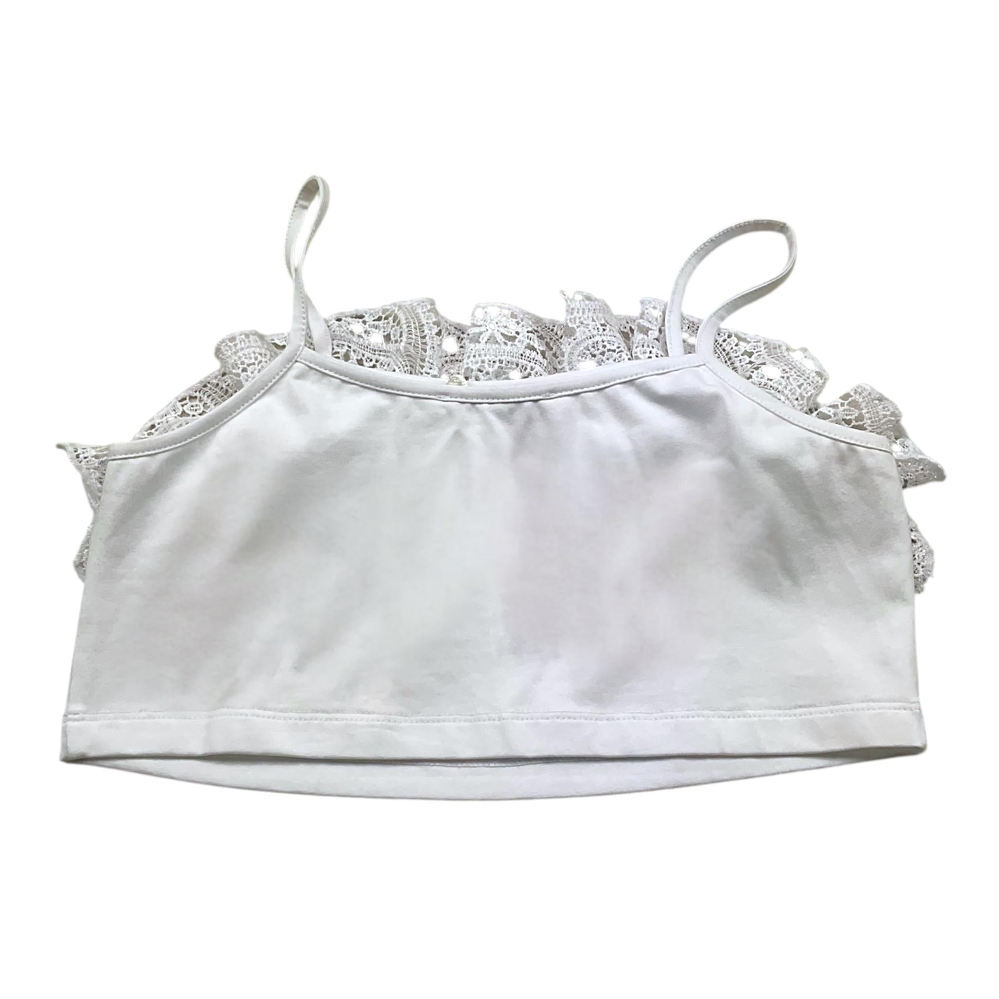 Twinset Top A Bretelle Tinta Unita con Ricami per Bambina 251GJ2QR5 BIANCO TWINSET 