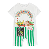 Stella Mccartney Onesie Halbarm Einfarbig mit Kontrastdrucken Weiß für Neugeborene