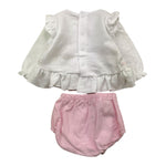 CALAMARO completo 2pz camicia-coulotte bicolore Bianco/rosa per Neonata 17649 BIANCO/ROSA CALAMARO 