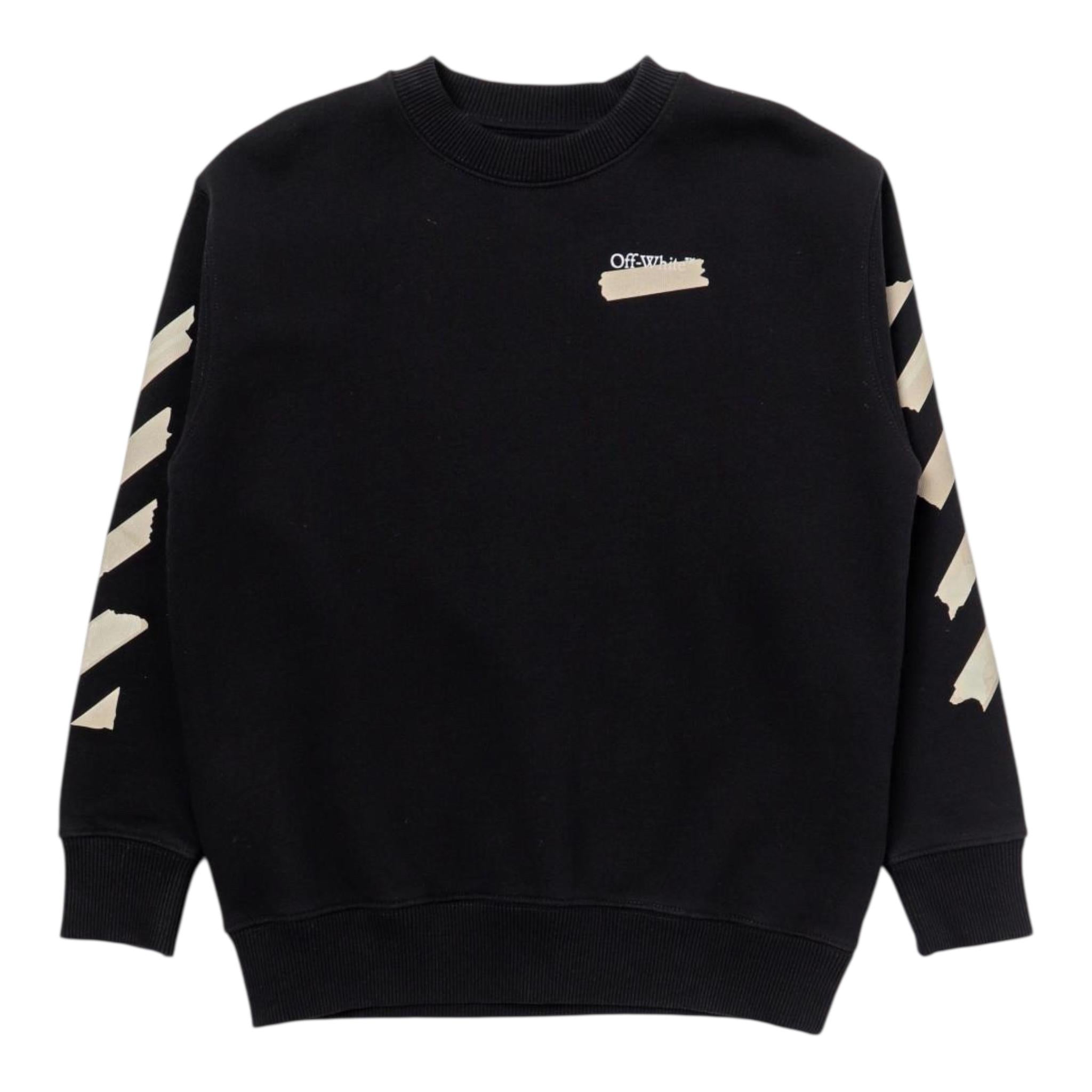 OFF-WHITE felpa chiusa girocollo tinta unita con stampa in contrasto Nero per Bambino OBBA001F23 NERO OFF-WHITE 