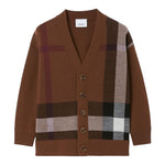 BURBERRY cardigan tinta unita con fantasia a righe Marrone per Bambino 8068400 MARRONE BURBERRY 
