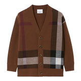 BURBERRY cardigan tinta unita con fantasia a righe Marrone per Bambino 8068400 MARRONE BURBERRY 