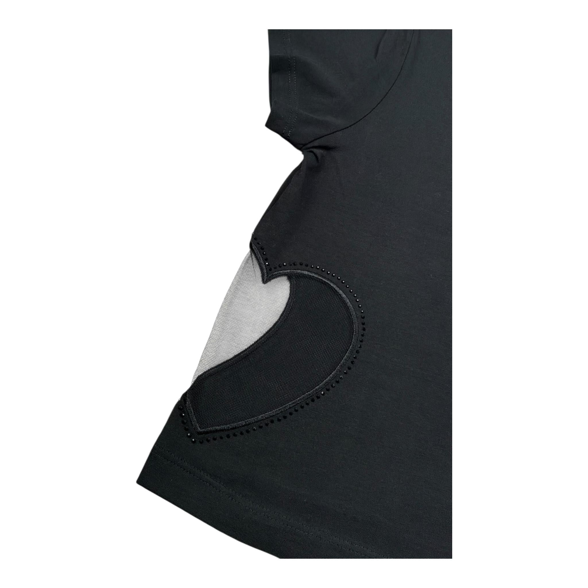 Liu Jo T-Shirt Girocollo Tinta Unita con Applicazione per Bambina GA5067XX NERO LIU JO 