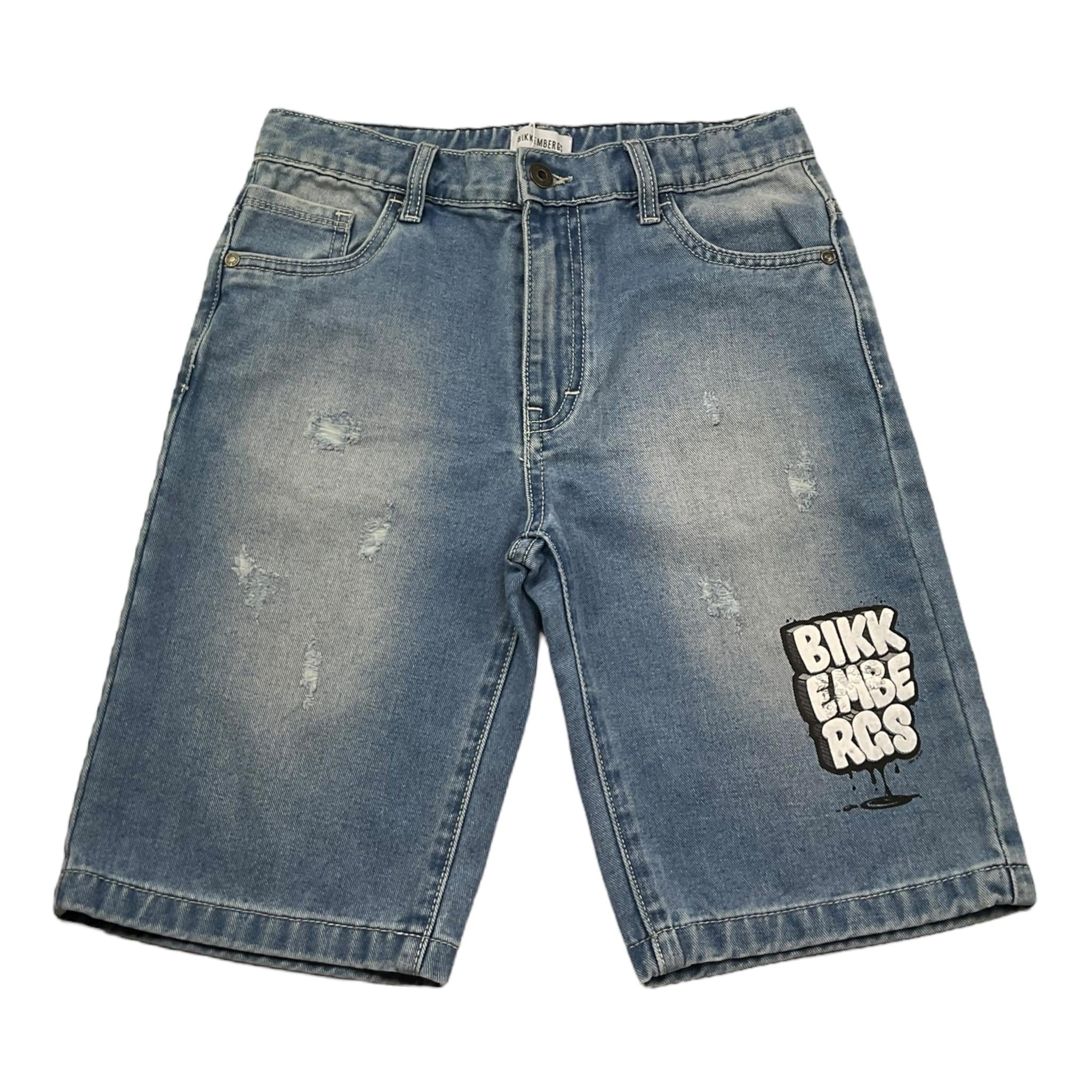 Bikkembergs Bermuda In Denim Tinta Unita con Girovita Regolabile per Bambino BK2494 BLU BiKKEMBERGS 