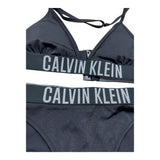 Calvin Klein Costume 2 Pezzi Triangolo-Mutandina Tinta Unita con Logo per Bambina KY0KY00091 NERO CALVIN KLEIN 