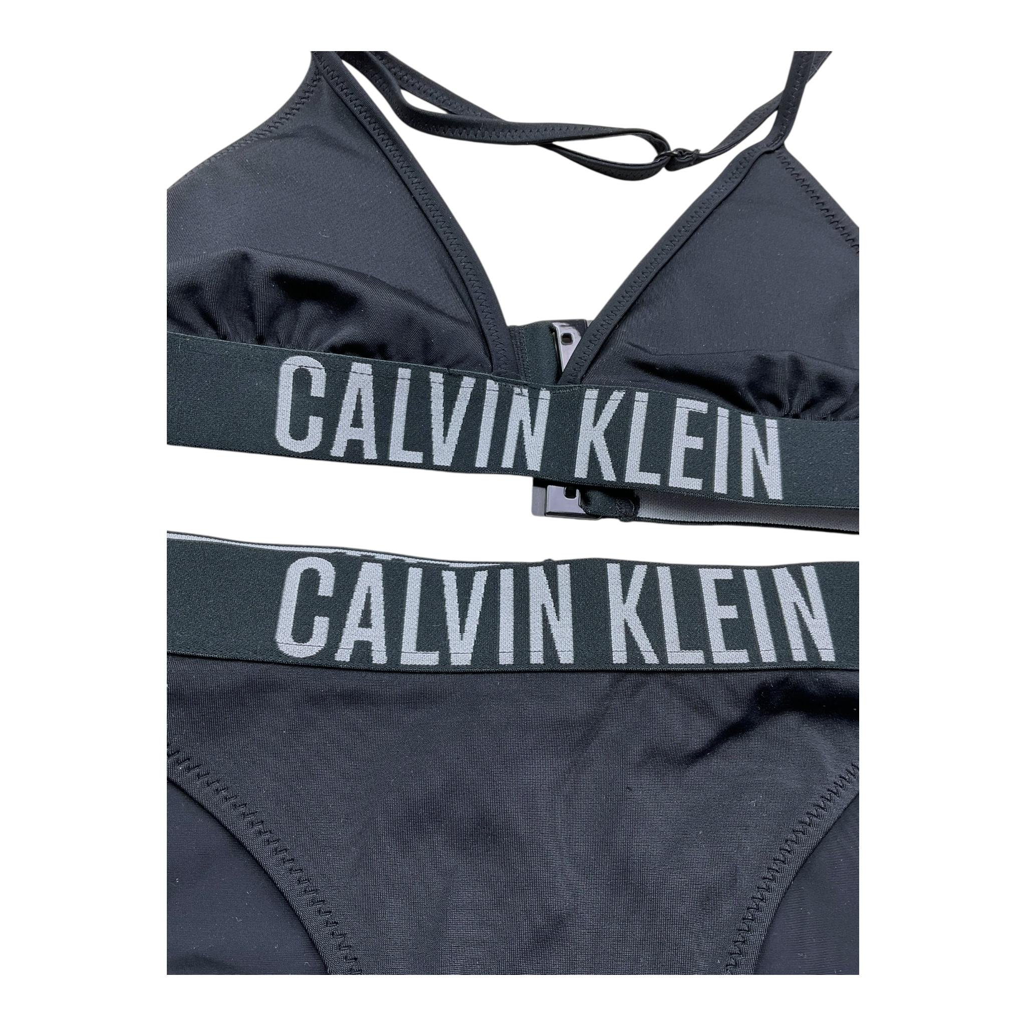 Calvin Klein Costume 2 Pezzi Triangolo-Mutandina Tinta Unita con Logo per Bambina KY0KY00091 NERO CALVIN KLEIN 