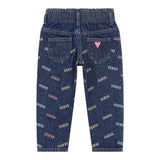 GUESS jeans tinta unita con elastico in vita e ricami loghi Blu per Bambina K4YA05D45E0X BLU GUESS 