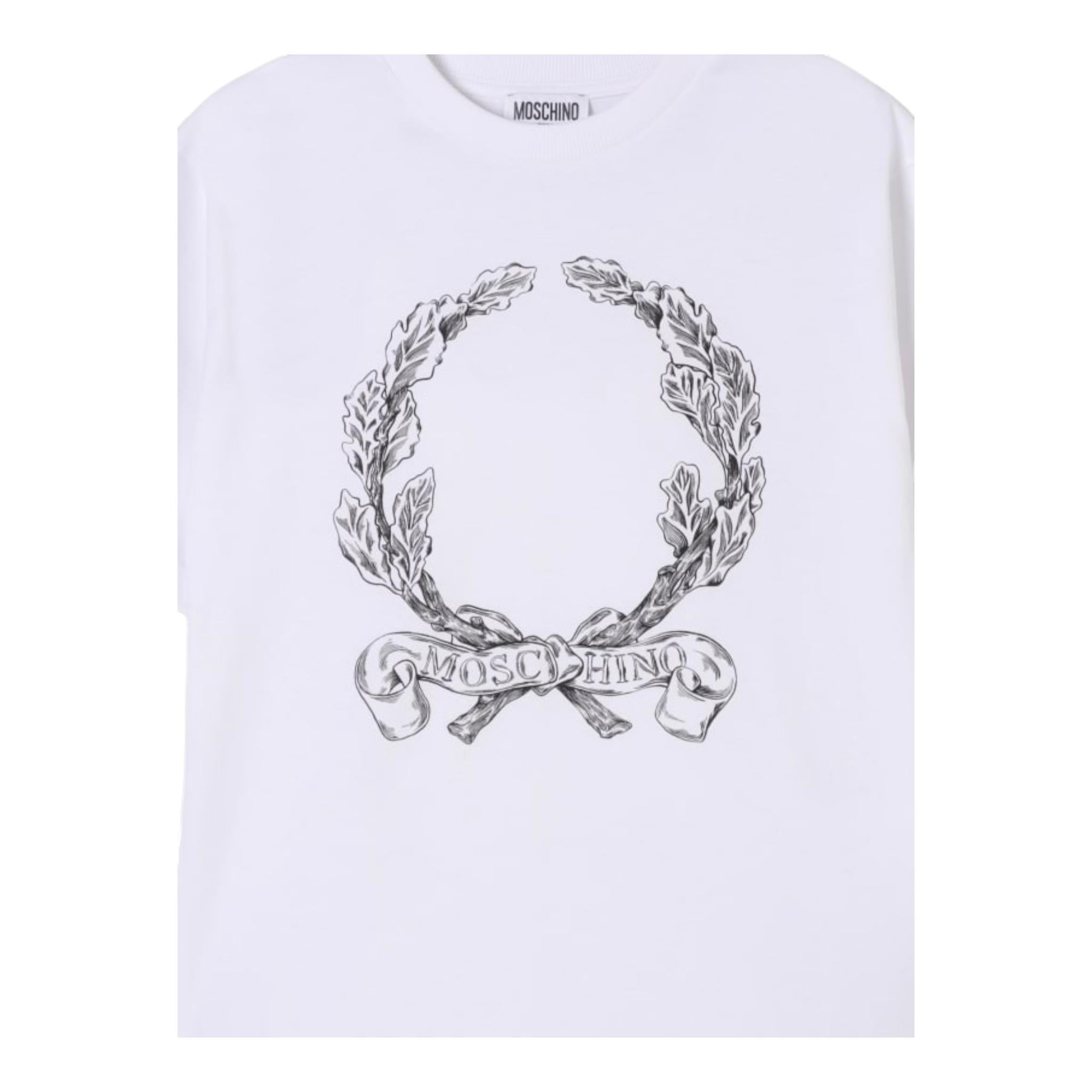 Moschino T-Shirt Tinta Unita con Stampa per Bambina HSM050 BIANCO MOSCHINO 