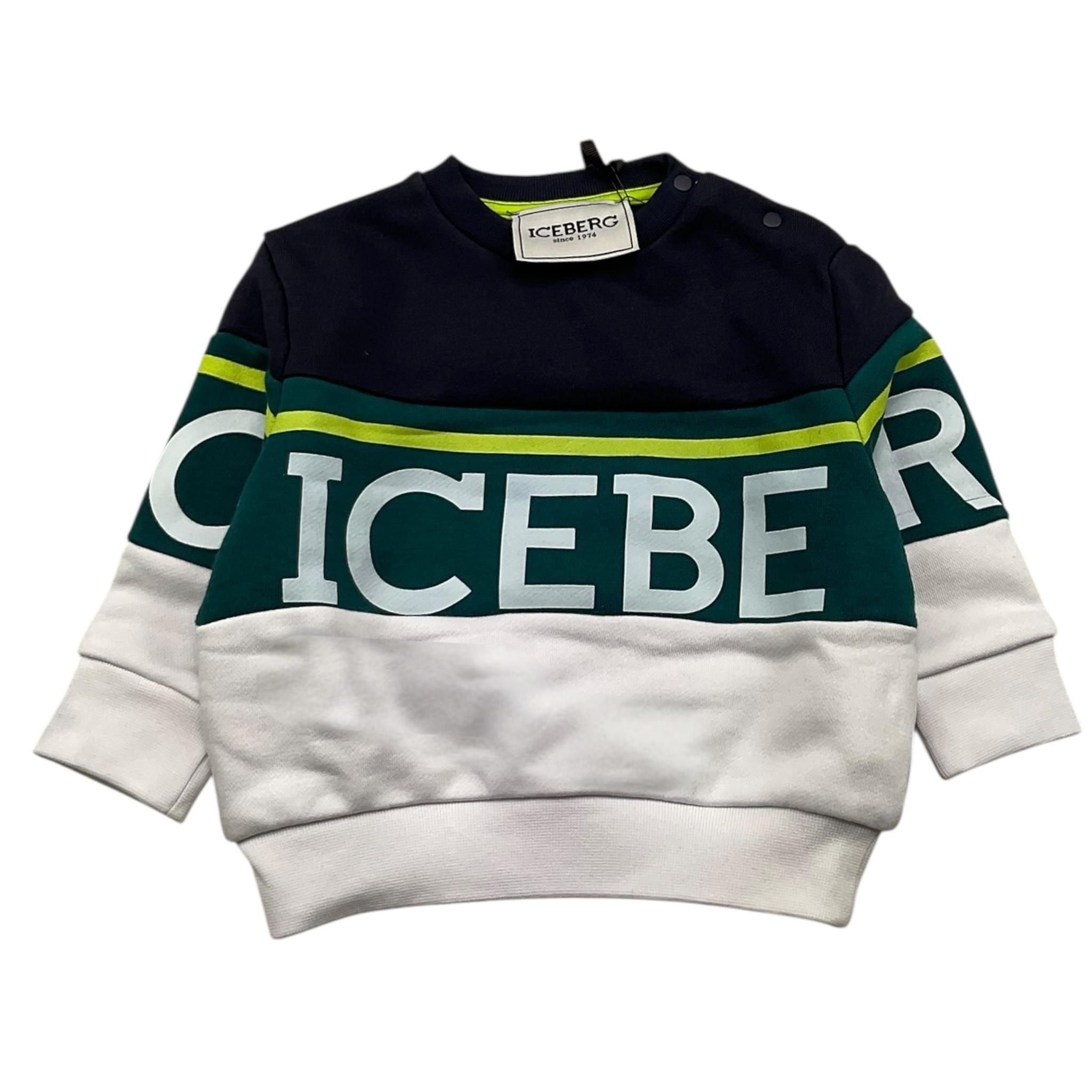 ICEBERG felpa chiusa girocoll tricolore con logo Multicolor per Neonato MFICE5301B MULTICOLOR ICEBERG 