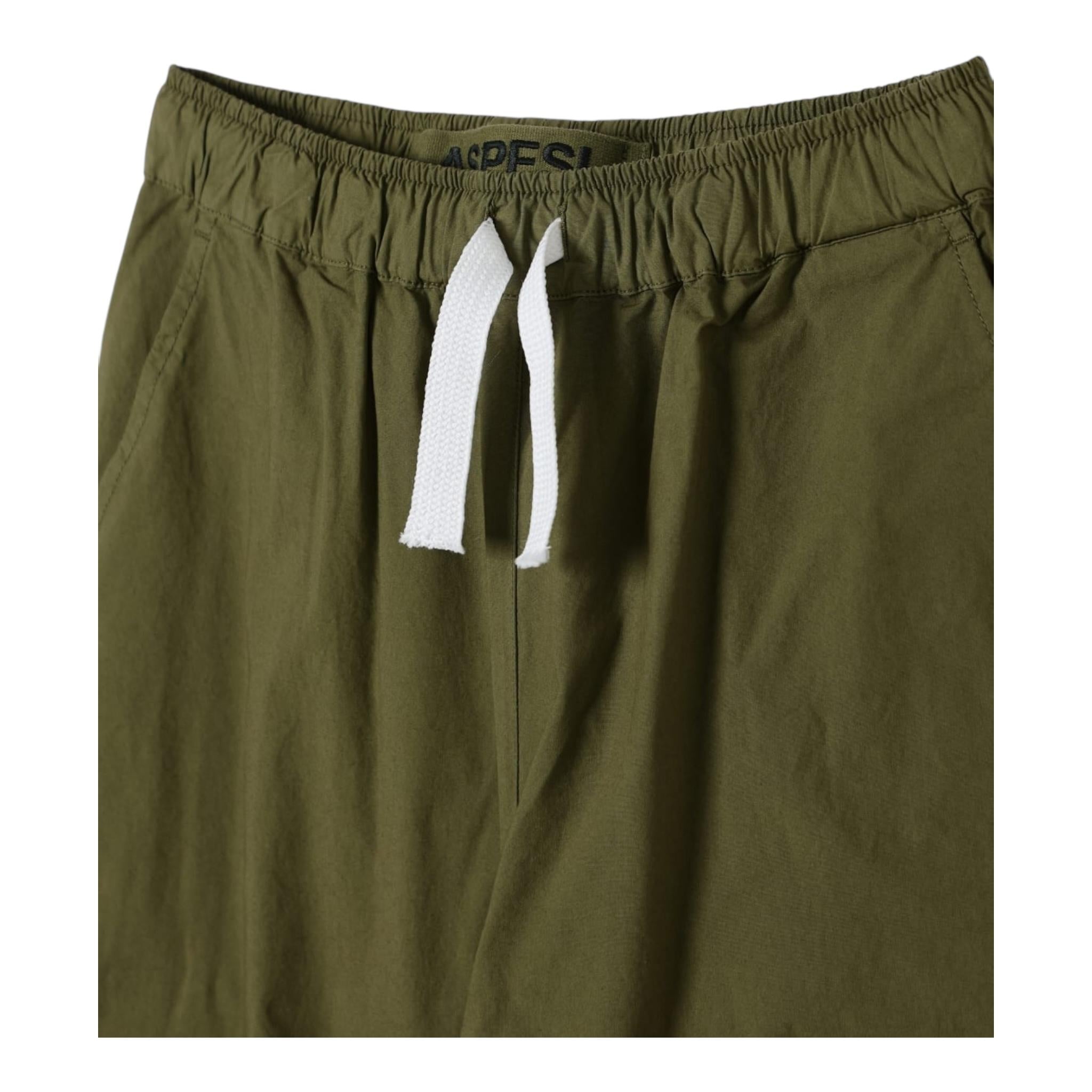 Aspesi Pantalone Tinta Unita con Elastico In Vita per Bambino S25077PLC6063 VERDE ASPESI 