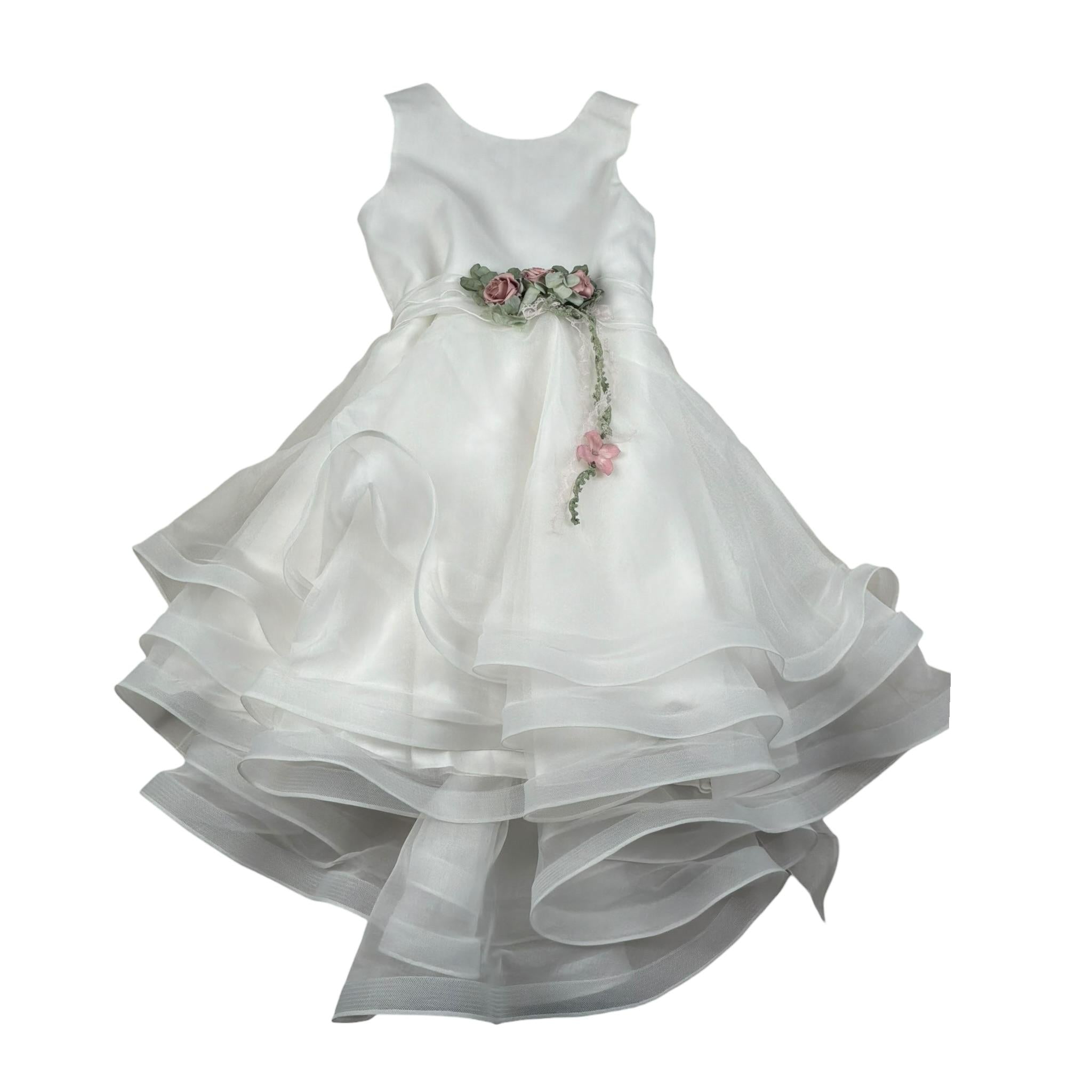 Mimilu' Abito Cerimonia Tinta Unita Giromanica per Bambina 207 BIANCO MIMILU' 