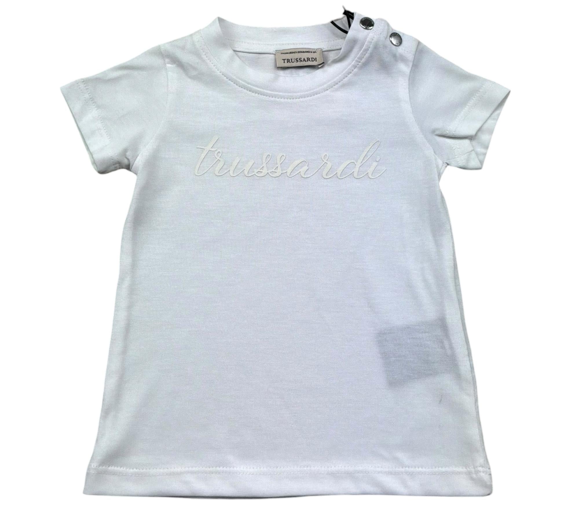 Trussardi T-Shirt Girocollo Tinta Unita con Logo per Neonato TIP26010TS BIANCO TRUSSARDI 