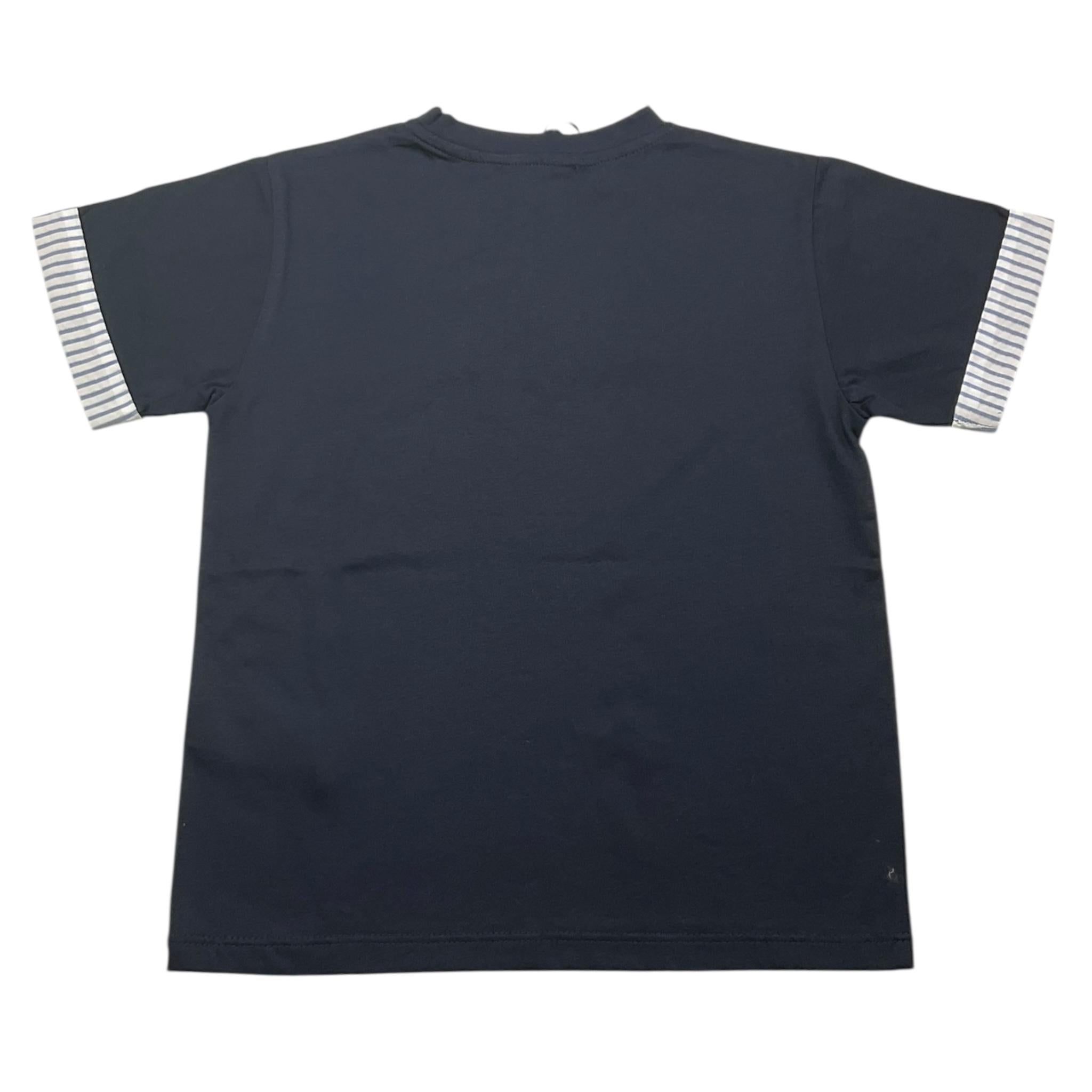 Paolo Pecora T-Shirt Girocollo Tinta Unita con Maniche In Contrasto per Bambino PP4050X BLU PAOLO PECORA 
