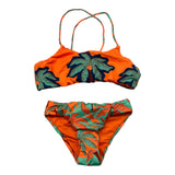 Mefui Bikini Set Einfarbig Bandeau-Slip Orange Für Mädchen