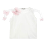 Monnalisa T-Shirt Tinta Unita con Applicazioni per Bambina 71E605 BIANCO MONNALISA 