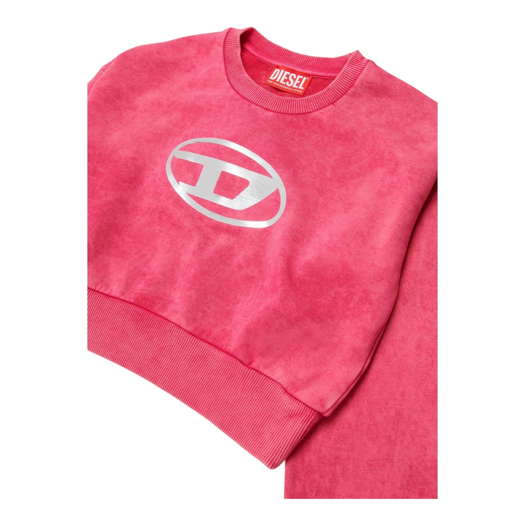 Diesel Felpa Chiusa Girocollo Tinta Unita con Logo per Bambina J02256 FUXIA DIESEL 