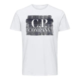 CP Company Einfarbiges Rundhals-T-Shirt mit weißem Logo-Print für Kinder