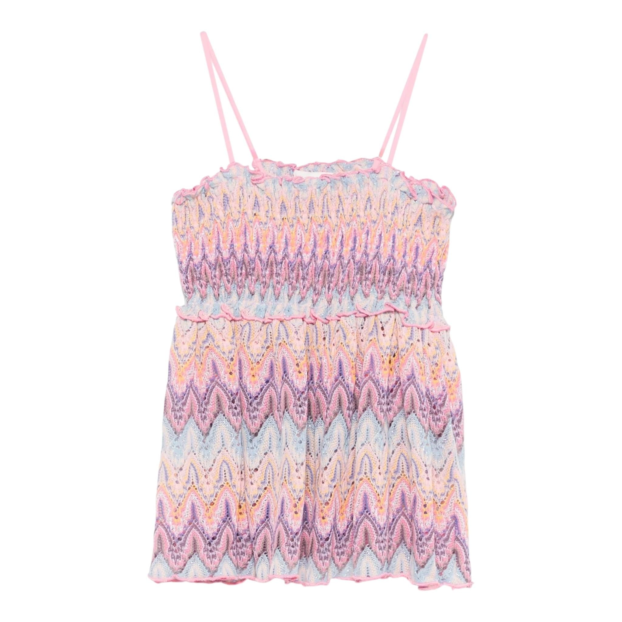 Saint Barth Top Bretelline Stampa Fantasia Traforato per Bambina RACHELT ROSA SAINT BARTH 