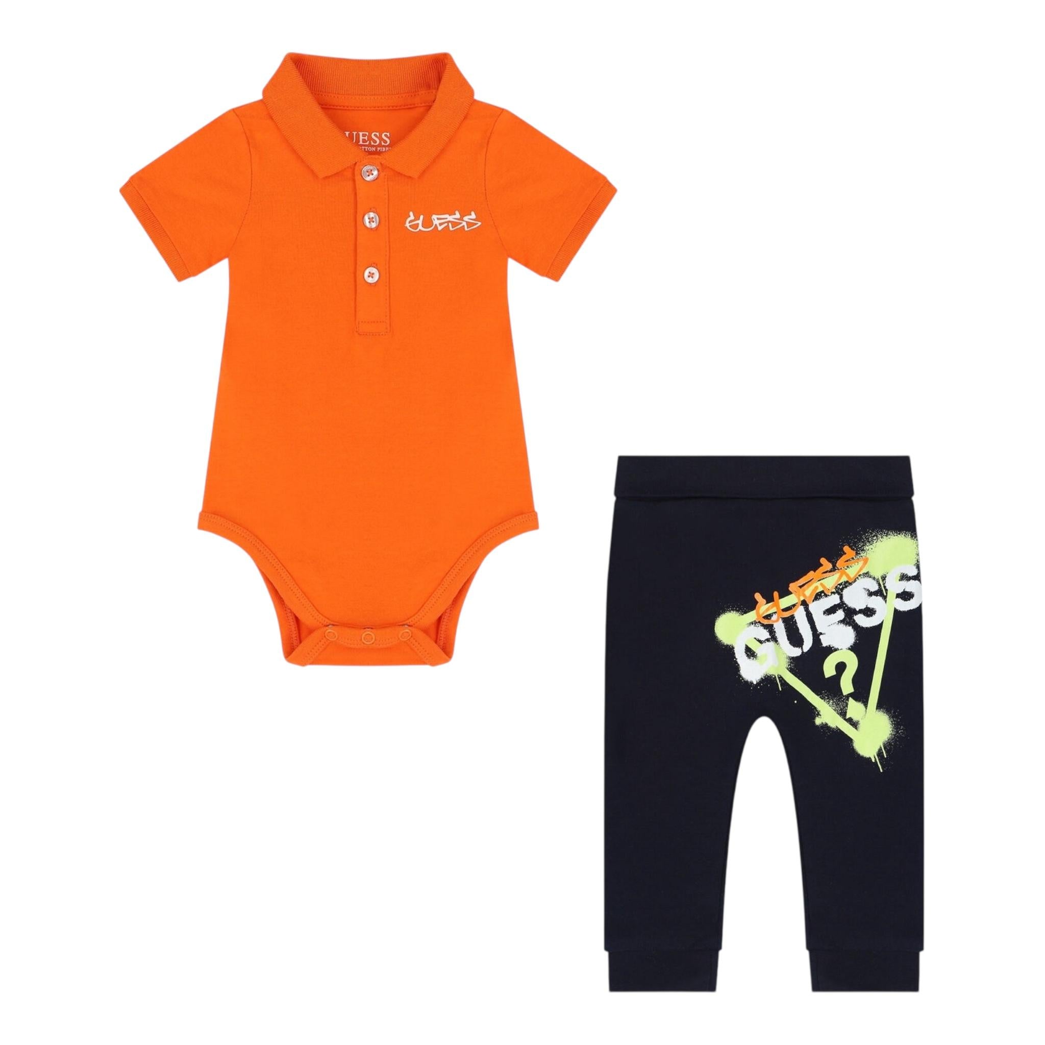 Guess Completo 2 Pezzi Body-Pantaloni Bicolore per Neonato P3RG10J1311 ARANCIONE GUESS 