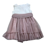 Tete'&amp;Martina Zweifarbiges Kleid mit Armlöchern mit weiß/rosa Tüll für Mädchen